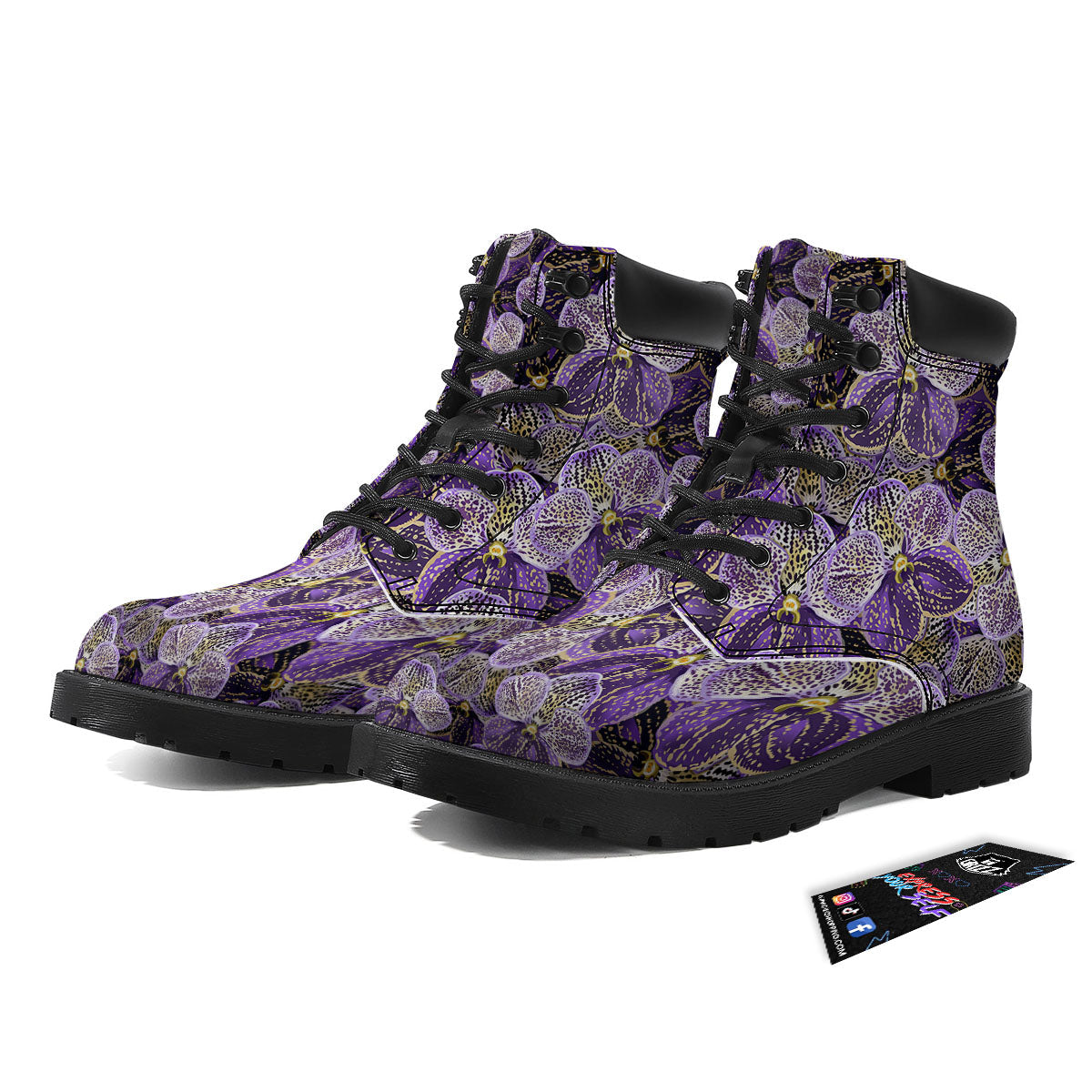 Flower Orchid Purple Print Pattern Boots-grizzshop