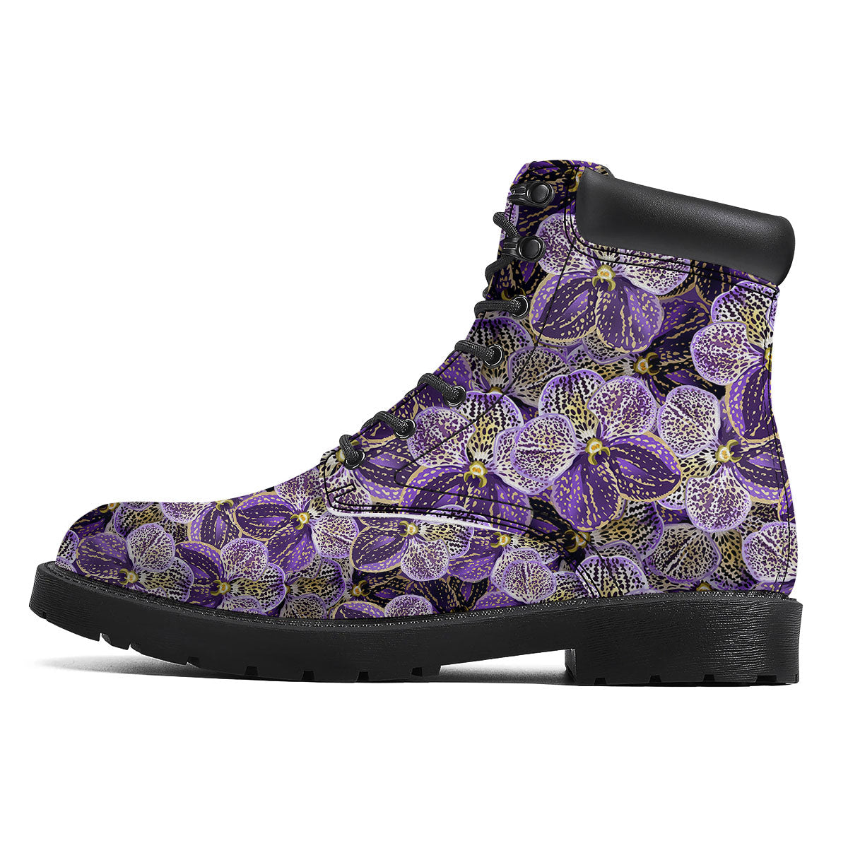 Flower Orchid Purple Print Pattern Boots-grizzshop