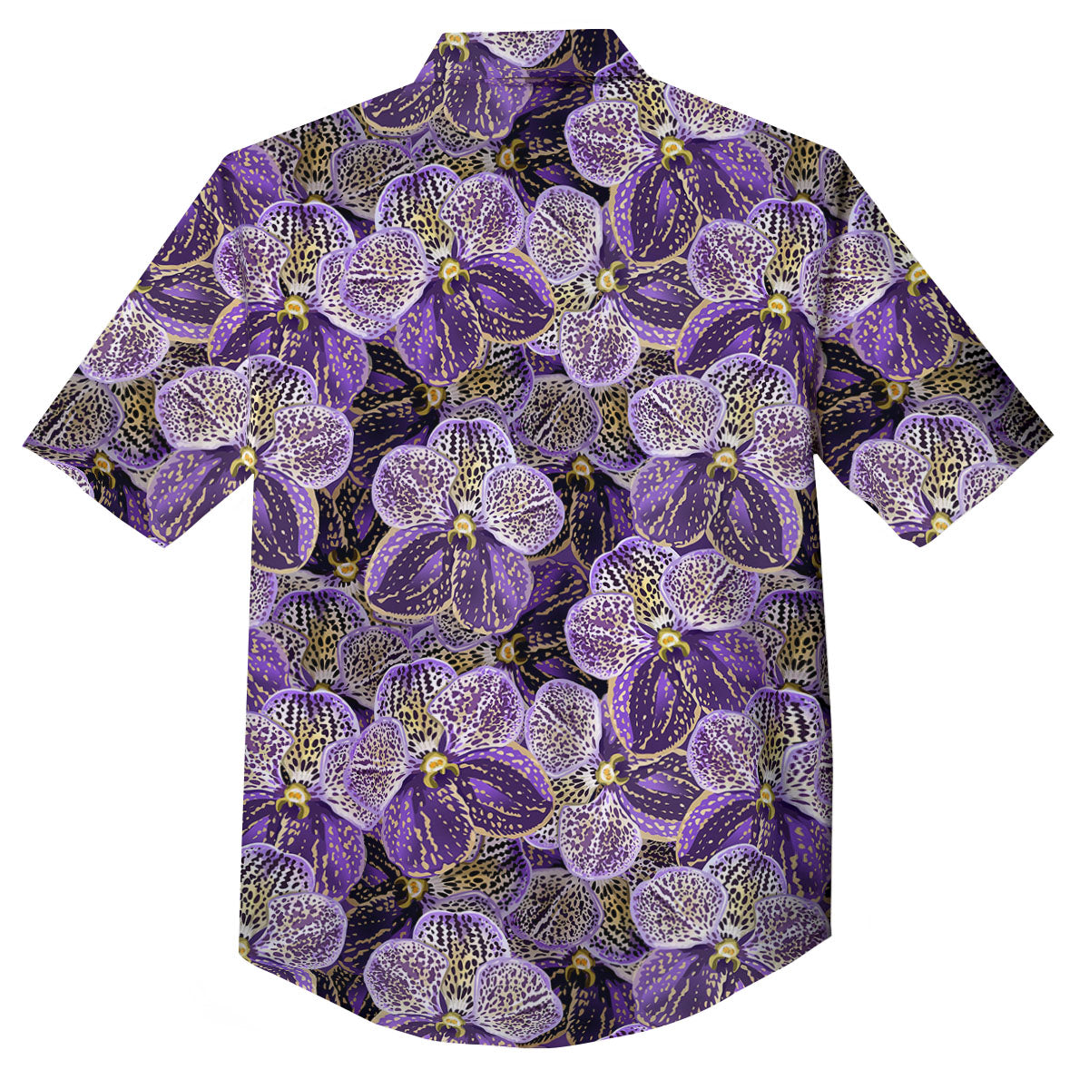 Flower Orchid Purple Print Pattern Button Up Shirt-grizzshop