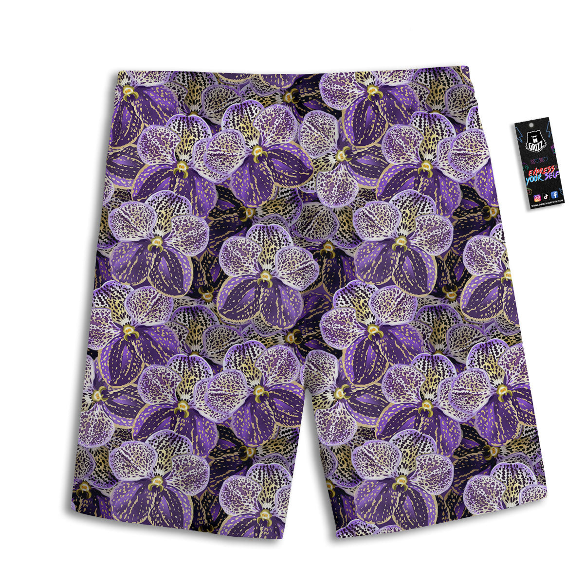 Flower Orchid Purple Print Pattern Men's Athletic Shorts-grizzshop