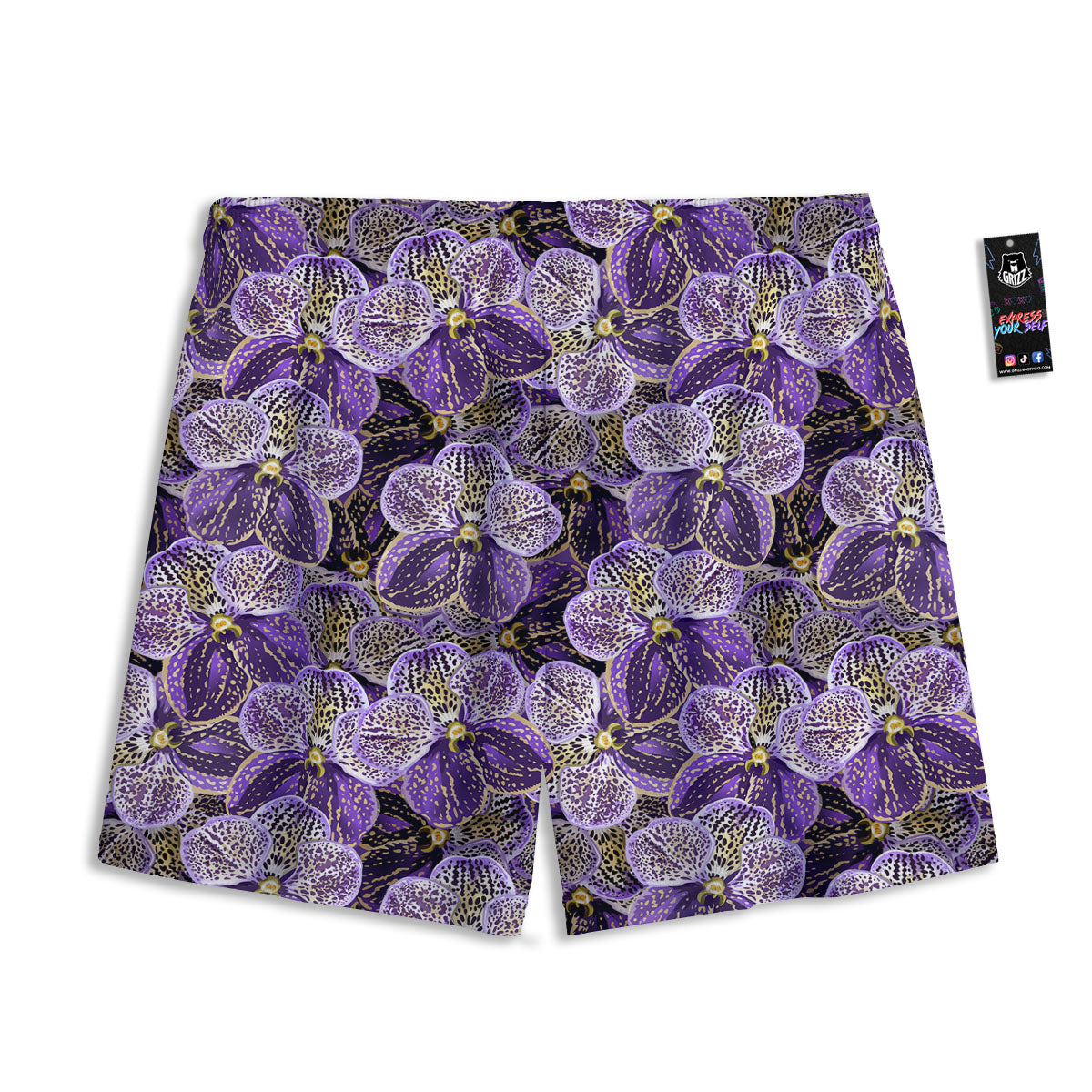 Flower Orchid Purple Print Pattern Mesh Shorts-grizzshop