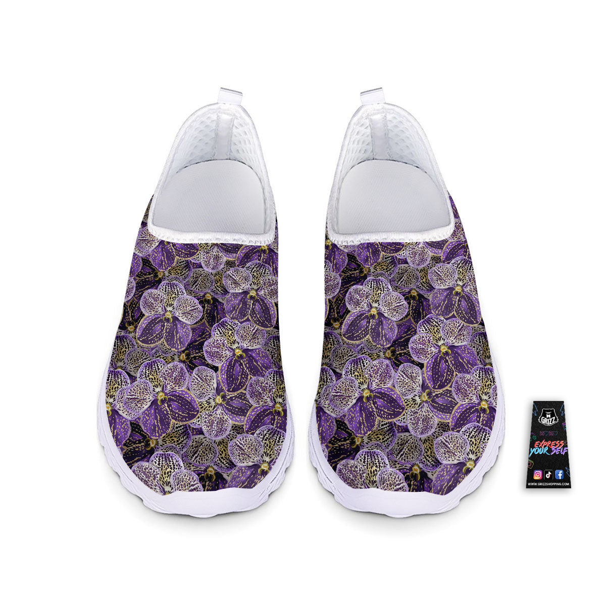 Flower Orchid Purple Print Pattern Nurse Shoes-grizzshop