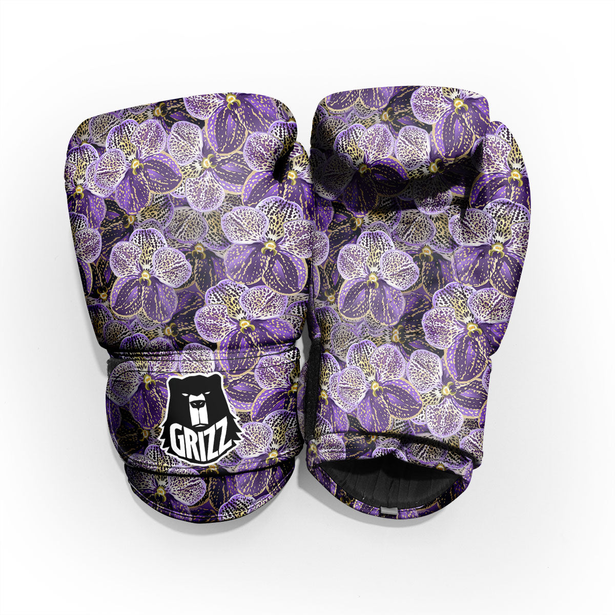 Flower Orchid Purple Print Pattern Sparring Gloves-grizzshop