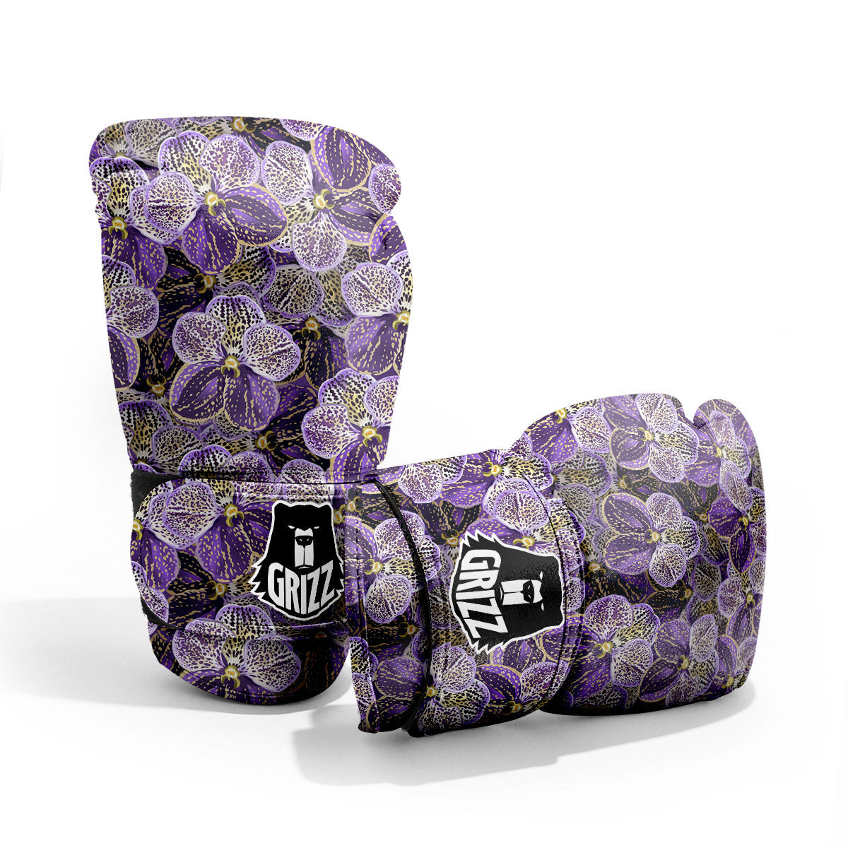 Flower Orchid Purple Print Pattern Sparring Gloves-grizzshop