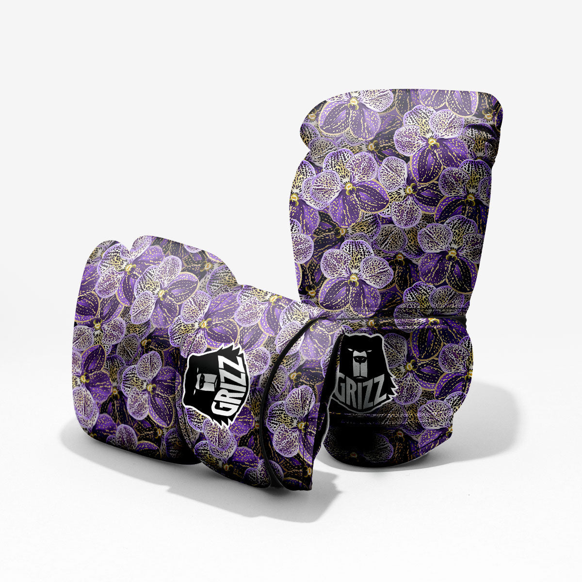 Flower Orchid Purple Print Pattern Sparring Gloves-grizzshop