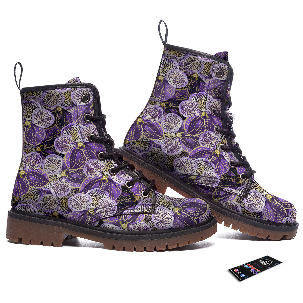 Flower Orchid Purple Print Pattern Work Boots-grizzshop