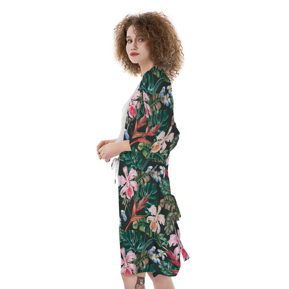 Flower Orchid Tropical Print Pattern Kimono-grizzshop