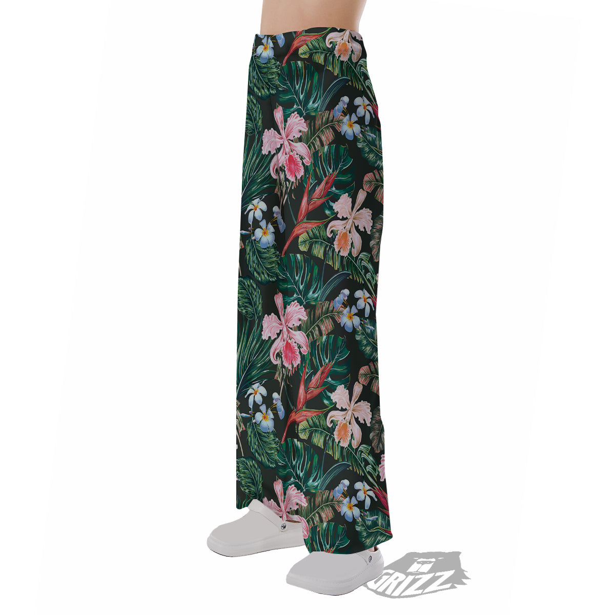 Flower Orchid Tropical Print Pattern Pajama Pants-grizzshop