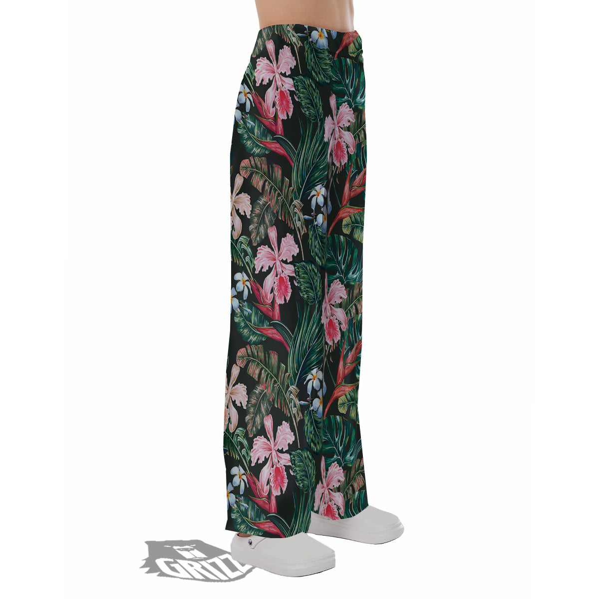 Flower Orchid Tropical Print Pattern Pajama Pants-grizzshop