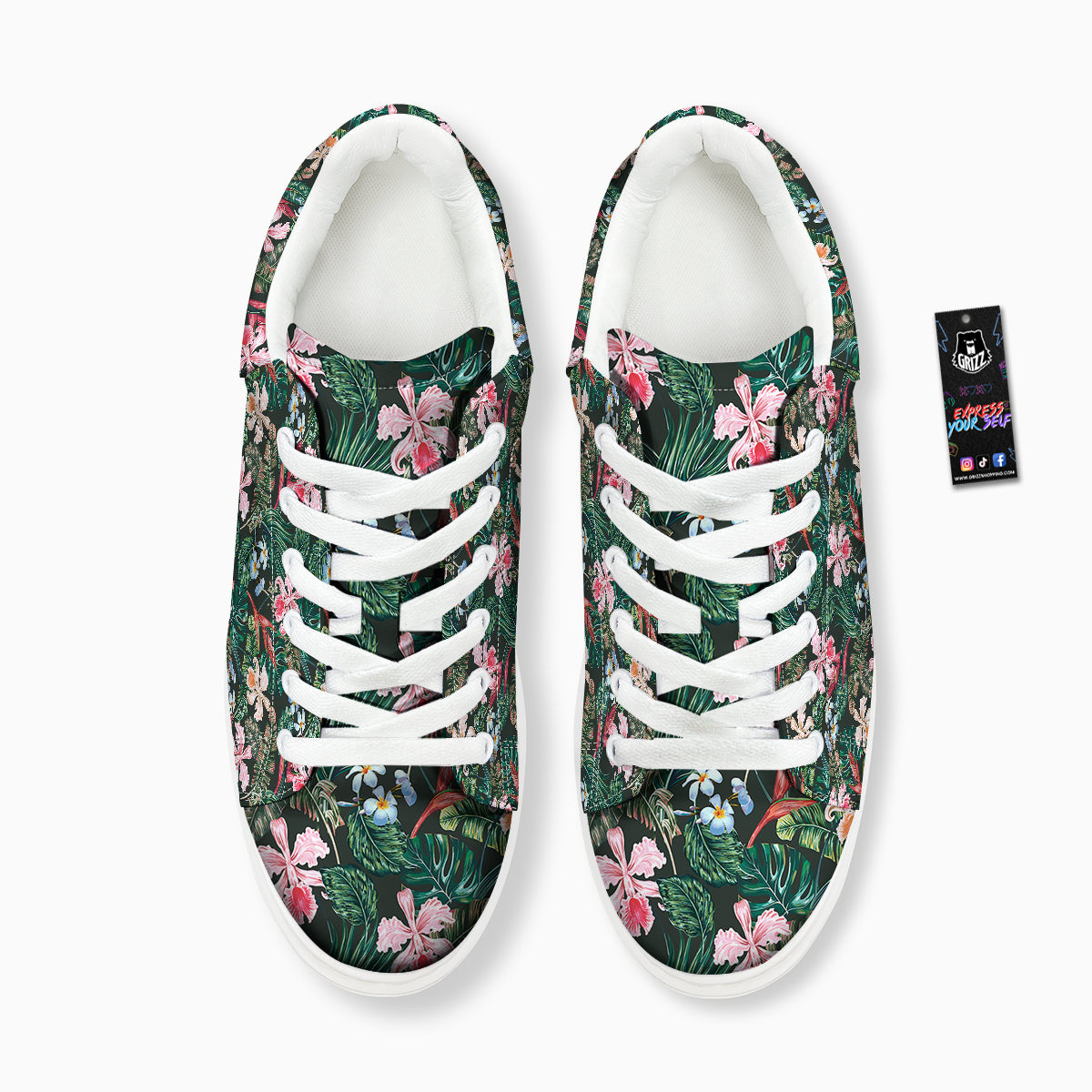 Flower Orchid Tropical Print Pattern Platform Shoes-grizzshop
