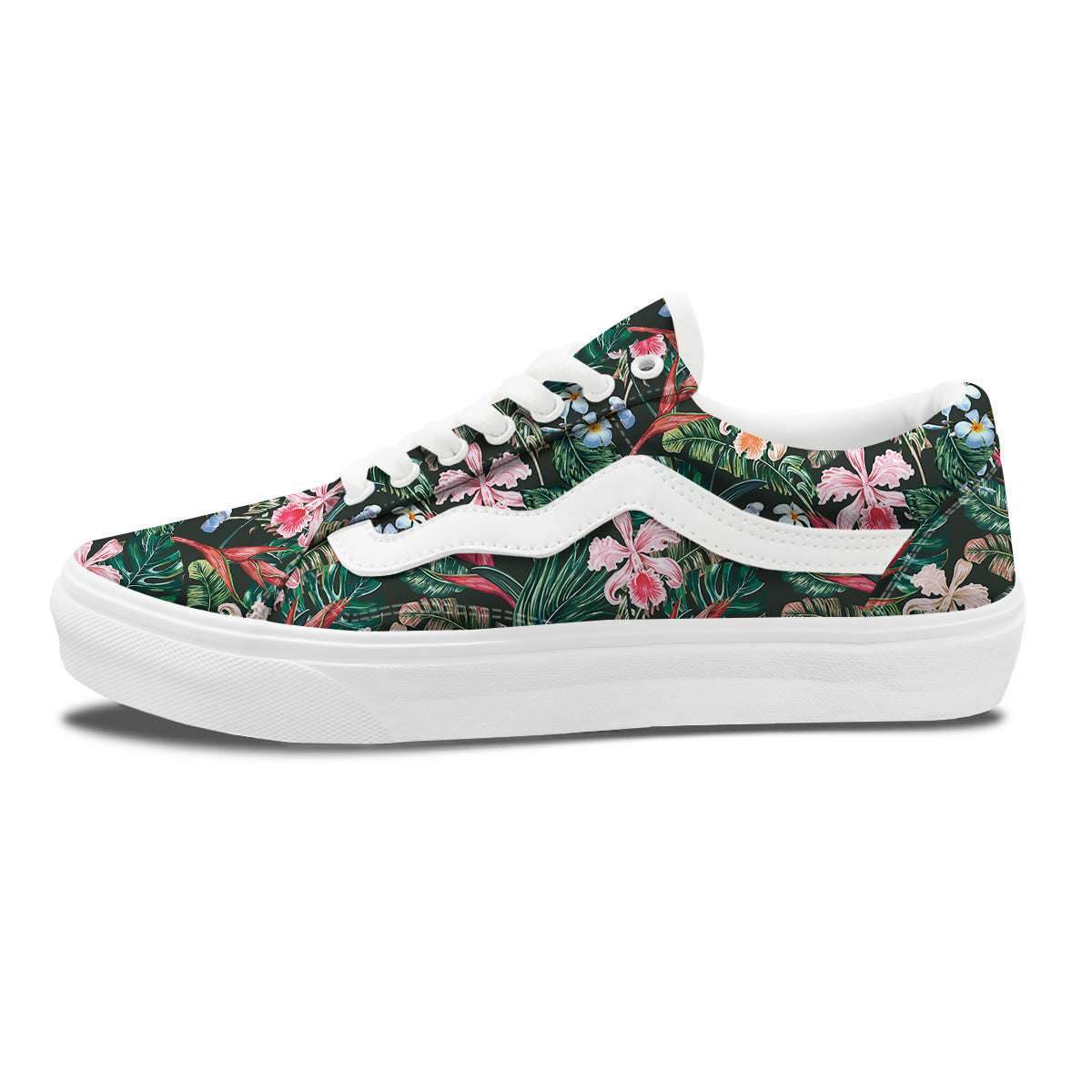 Flower Orchid Tropical Print Pattern Skate Shoes-grizzshop
