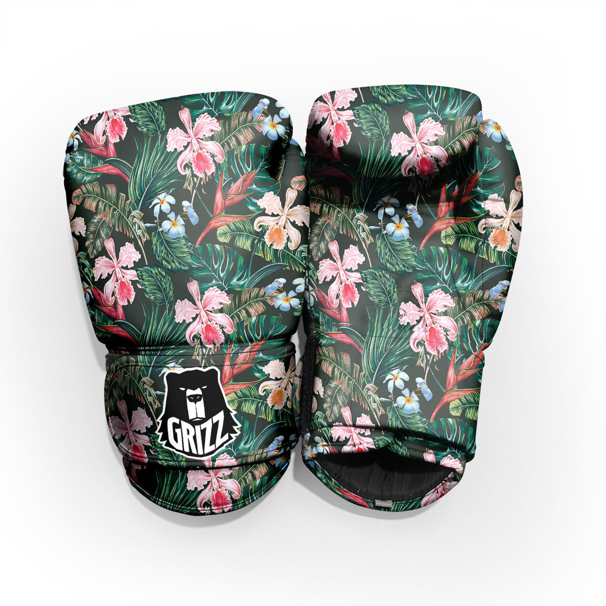 Flower Orchid Tropical Print Pattern Sparring Gloves-grizzshop