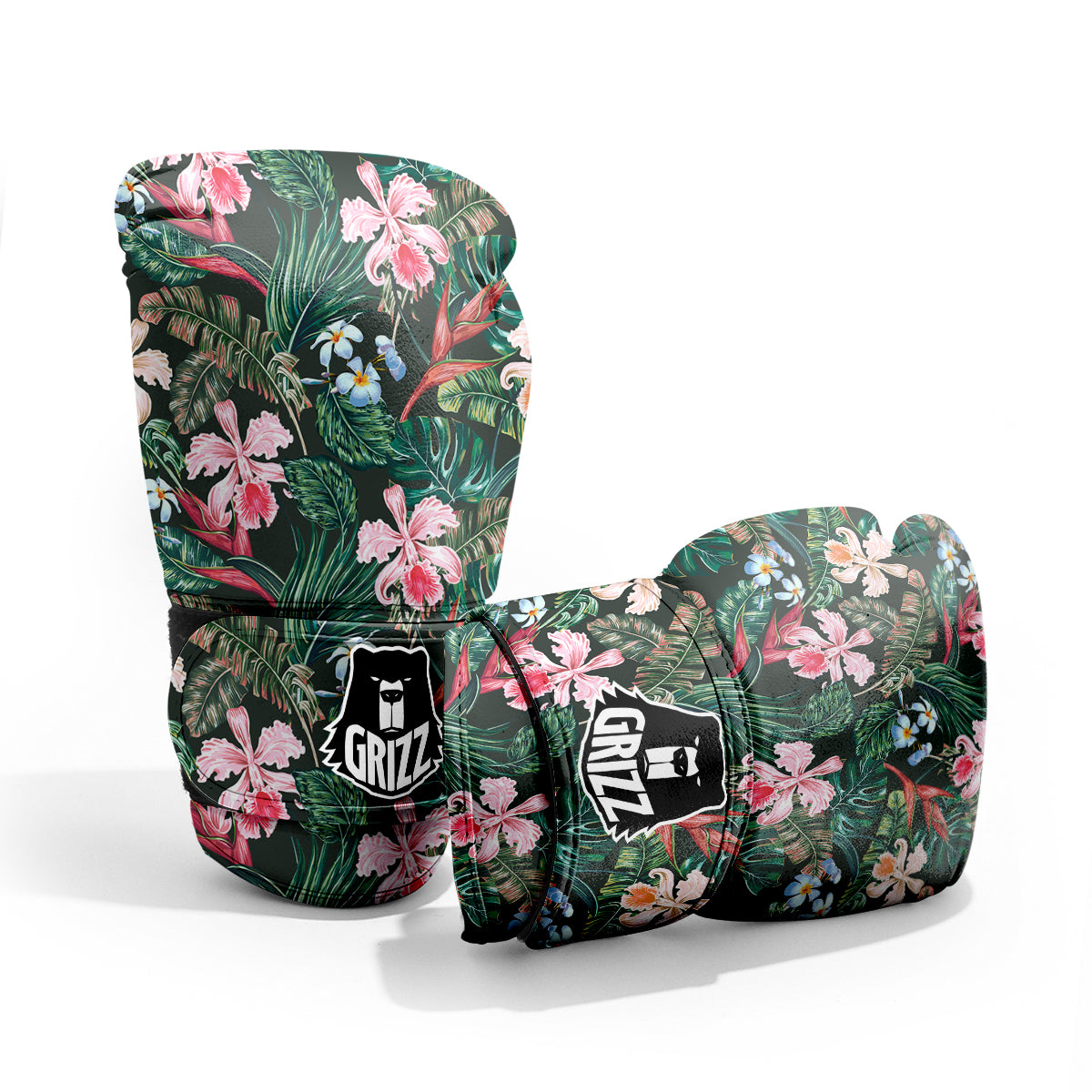 Flower Orchid Tropical Print Pattern Sparring Gloves-grizzshop