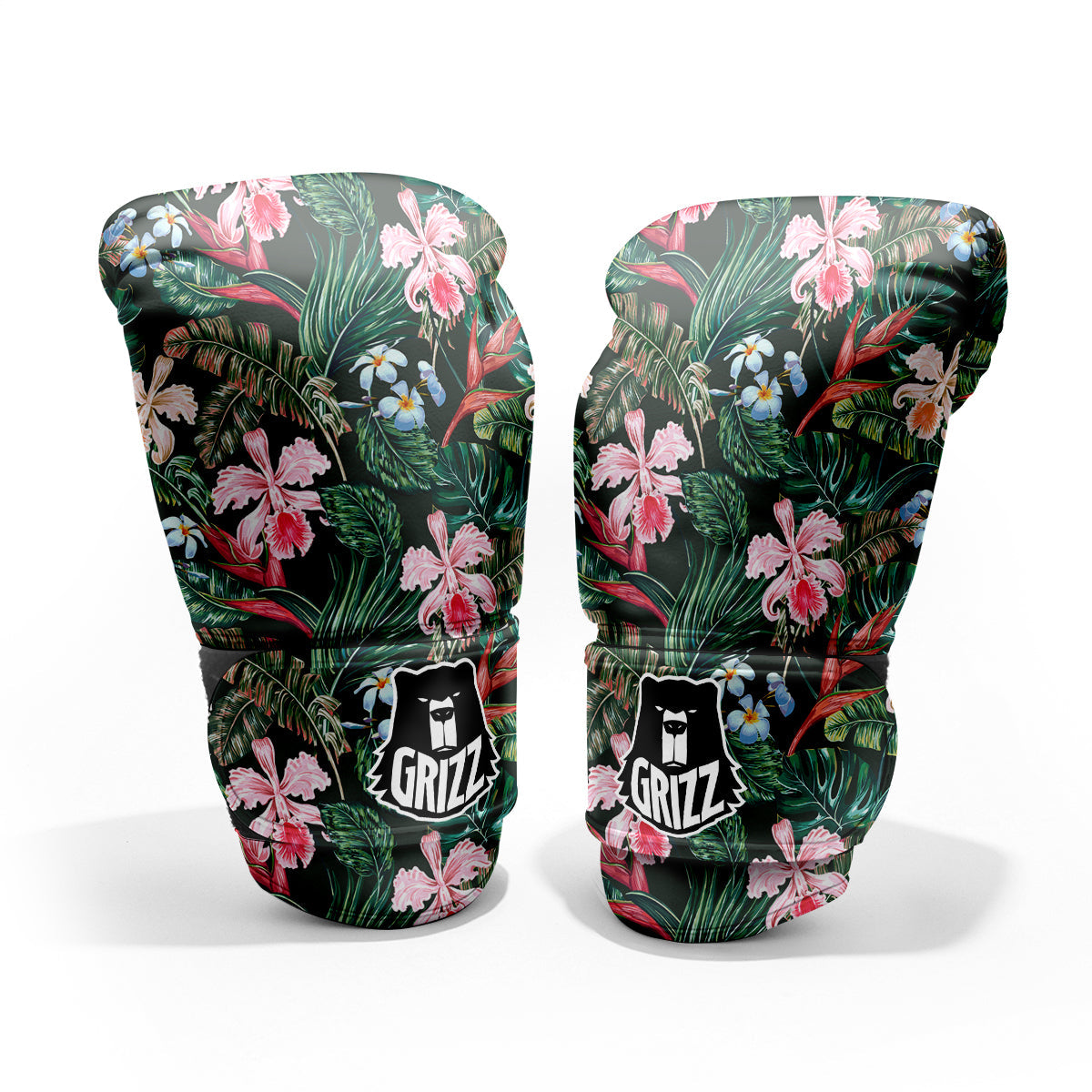 Flower Orchid Tropical Print Pattern Sparring Gloves-grizzshop