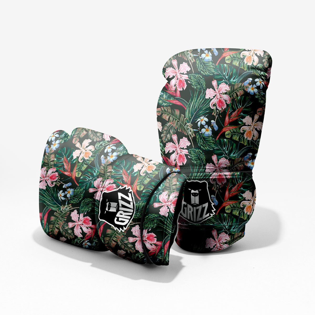 Flower Orchid Tropical Print Pattern Sparring Gloves-grizzshop