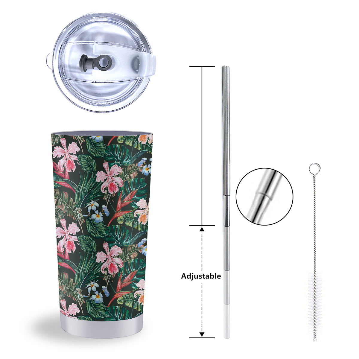 Flower Orchid Tropical Print Pattern Tumbler-grizzshop