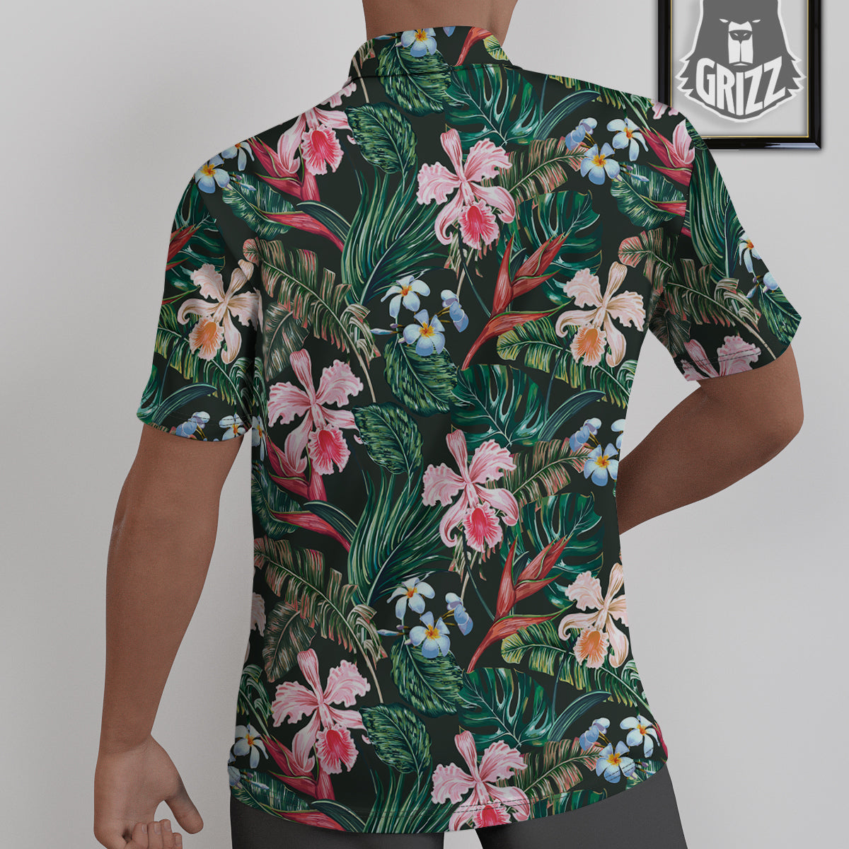 Flower Orchid Tropical Print Pattern Untucked Shirts-grizzshop
