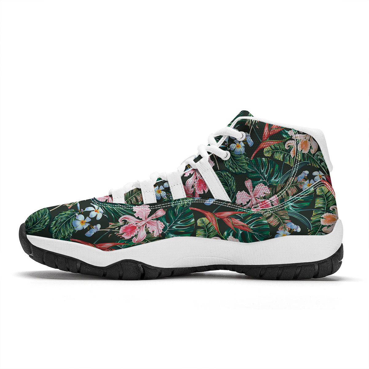 Flower Orchid Tropical Print Pattern White Bball Shoes-grizzshop