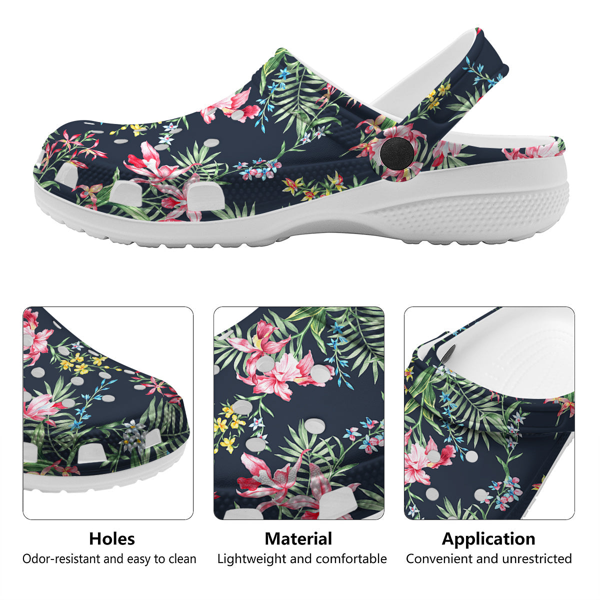 Flower Orchid Watercolor Print Pattern Clog-grizzshop