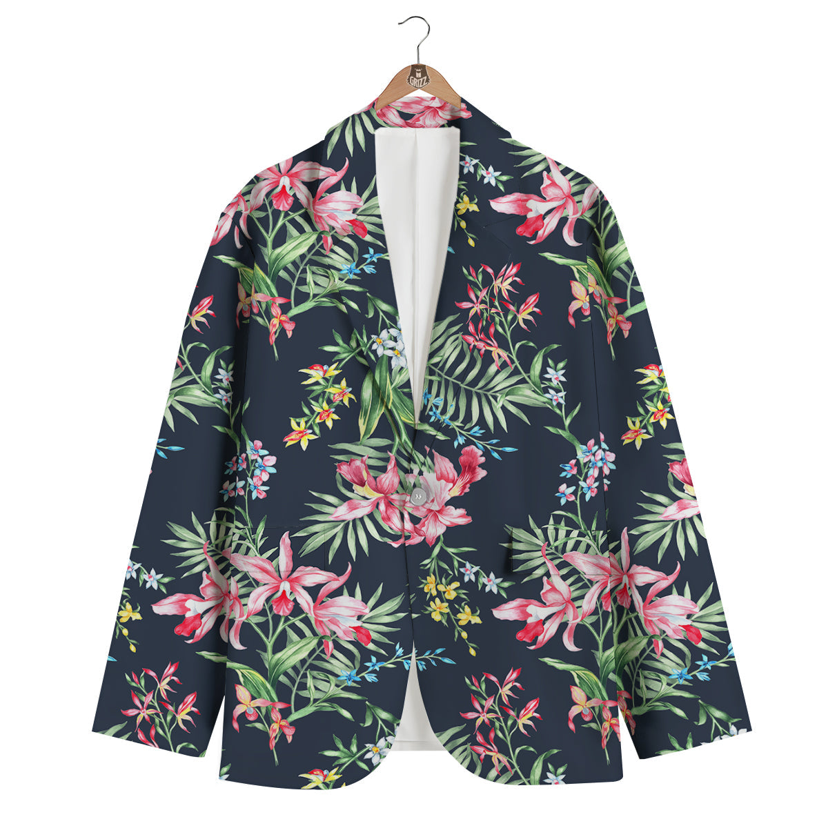 Flower Orchid Watercolor Print Pattern Men's Blazer-grizzshop