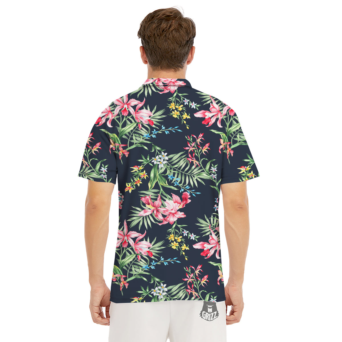 Flower Orchid Watercolor Print Pattern Men's Golf Shirts-grizzshop