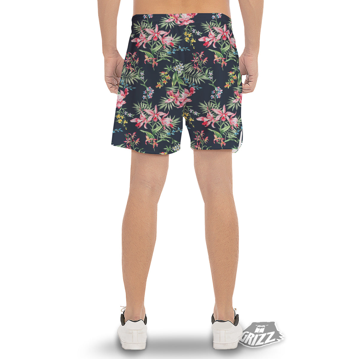 Flower Orchid Watercolor Print Pattern Men's Gym Shorts-grizzshop