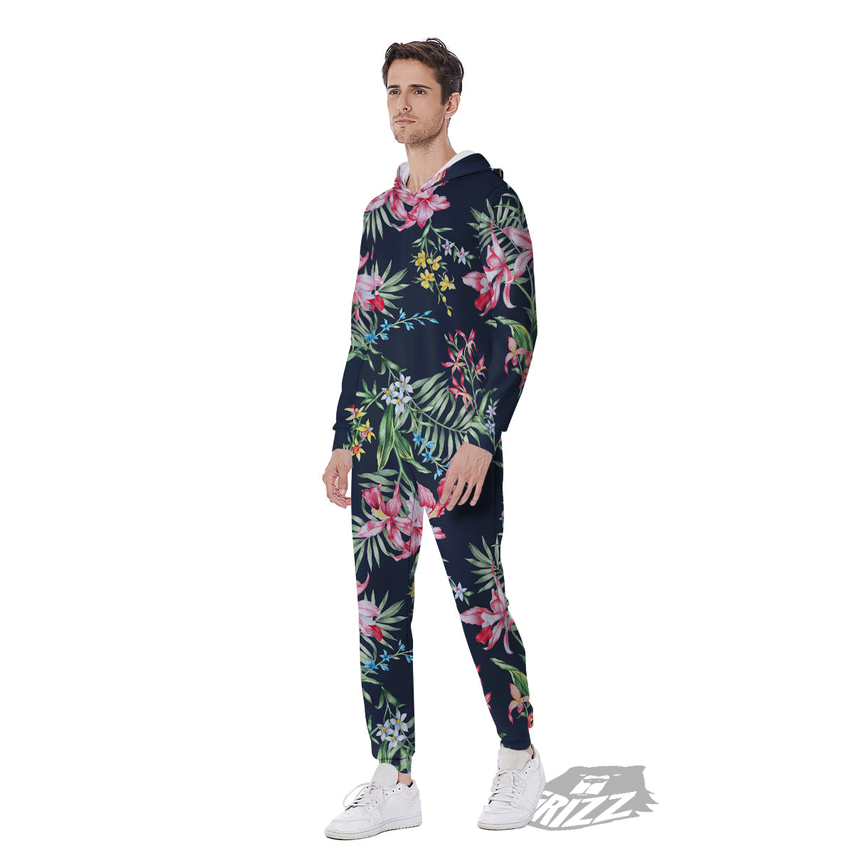 Flower Orchid Watercolor Print Pattern Men's Jumpsuit-grizzshop