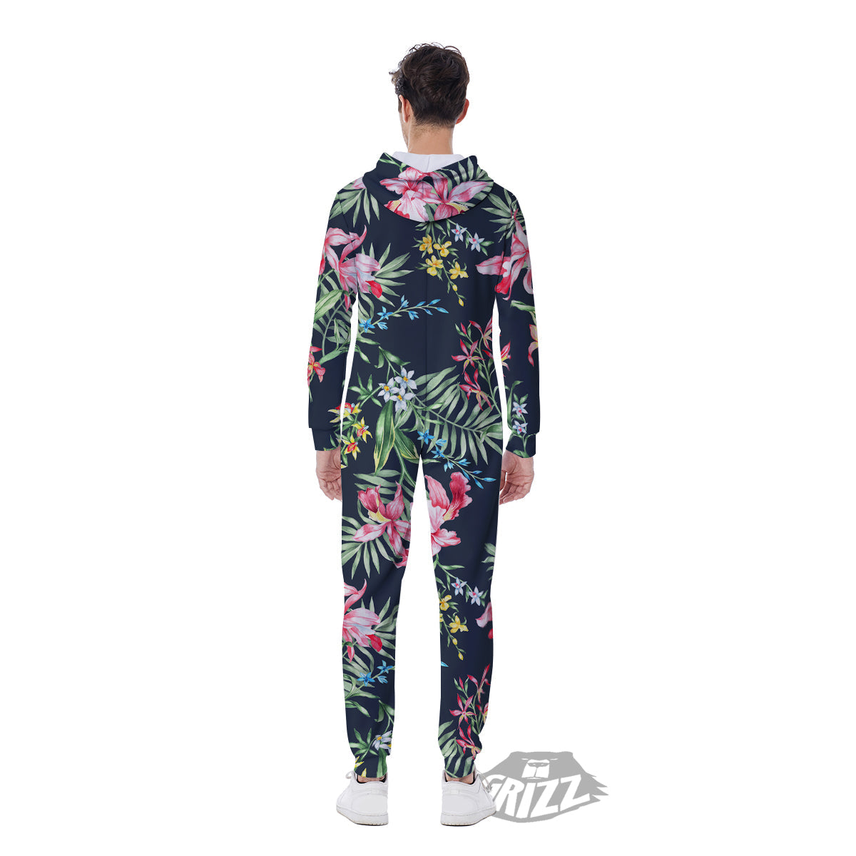 Flower Orchid Watercolor Print Pattern Men's Jumpsuit-grizzshop
