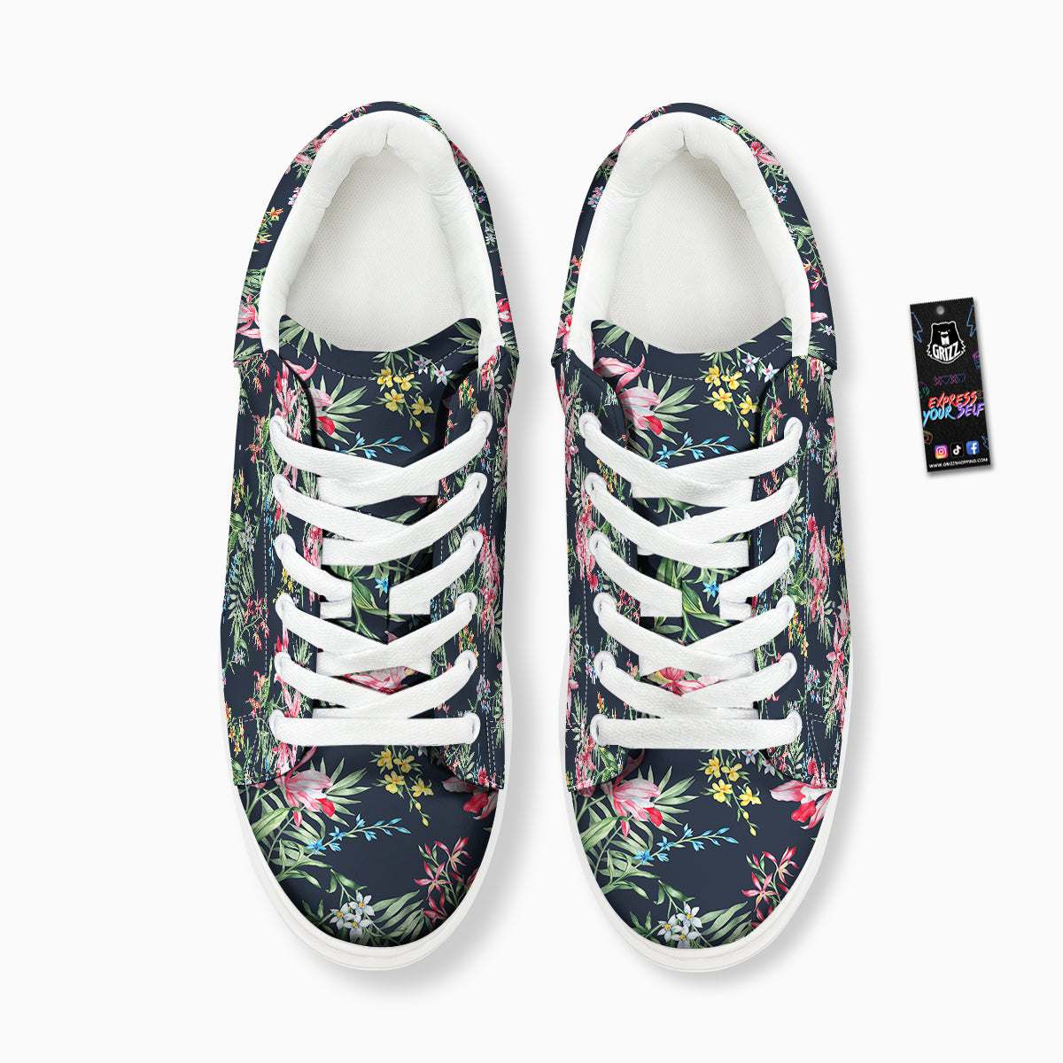 Flower Orchid Watercolor Print Pattern Platform Shoes-grizzshop