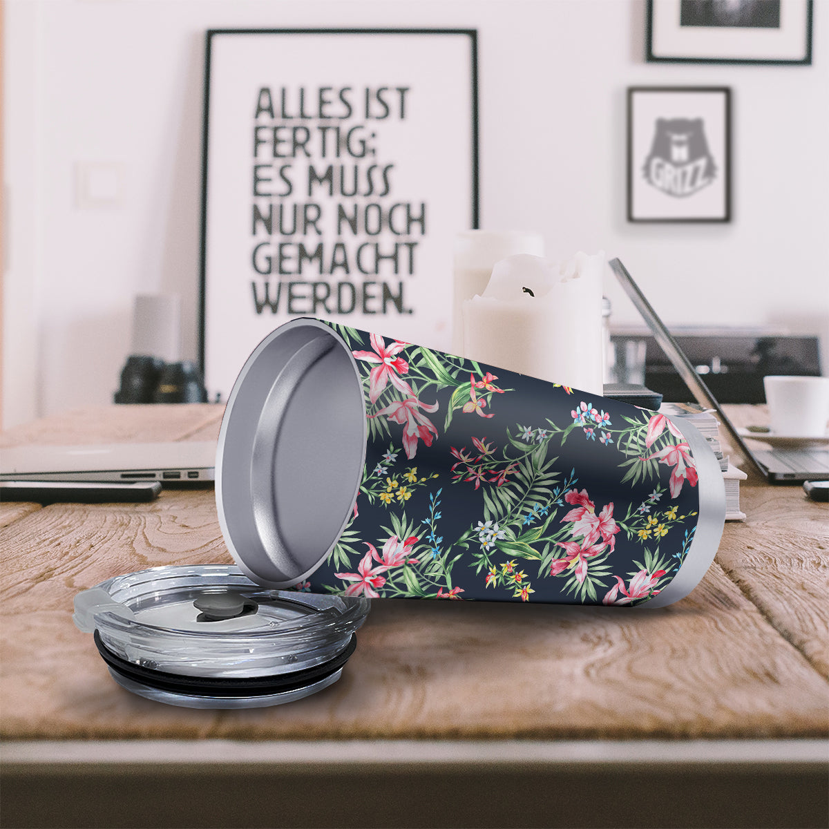 Flower Orchid Watercolor Print Pattern Tumbler-grizzshop