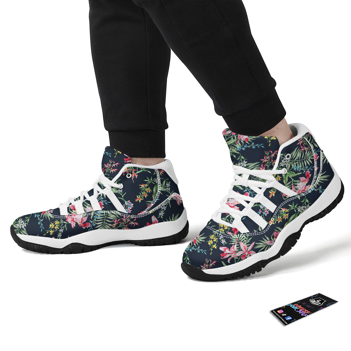 Flower Orchid Watercolor Print Pattern White Bball Shoes-grizzshop