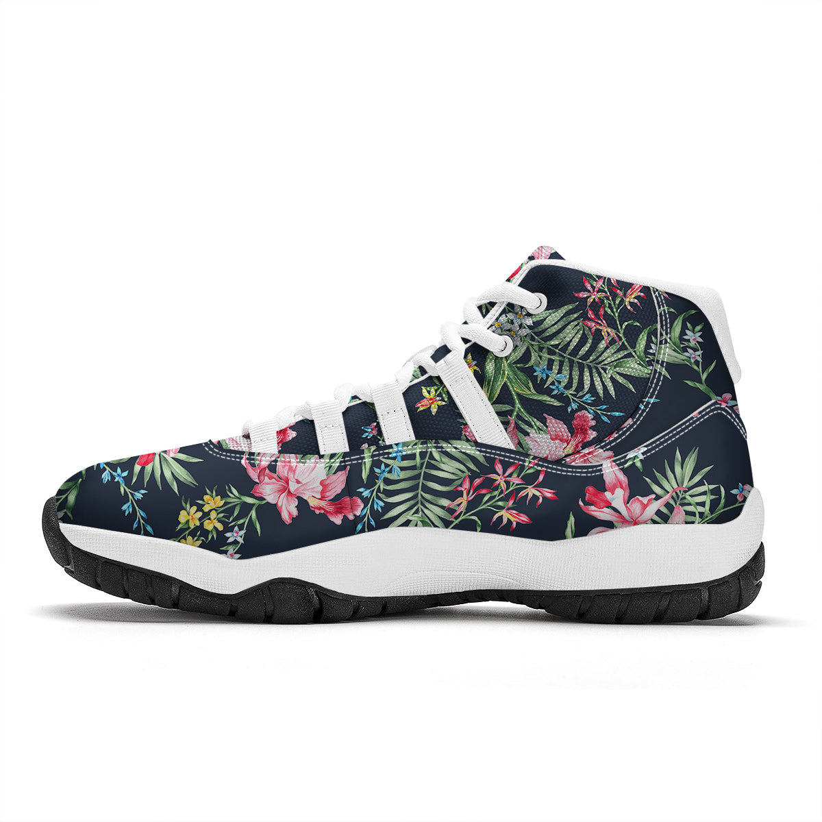 Flower Orchid Watercolor Print Pattern White Bball Shoes-grizzshop