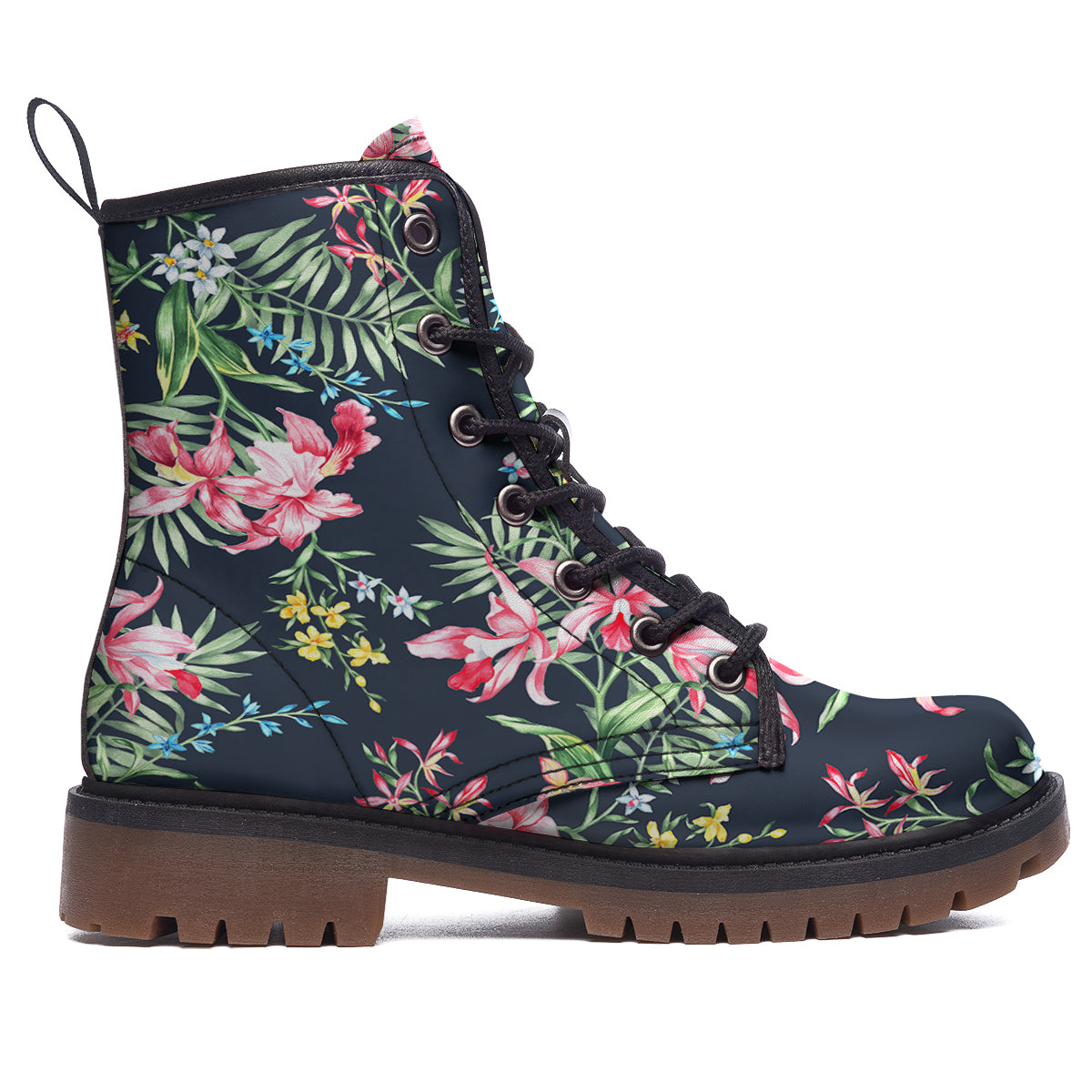 Flower Orchid Watercolor Print Pattern Work Boots-grizzshop