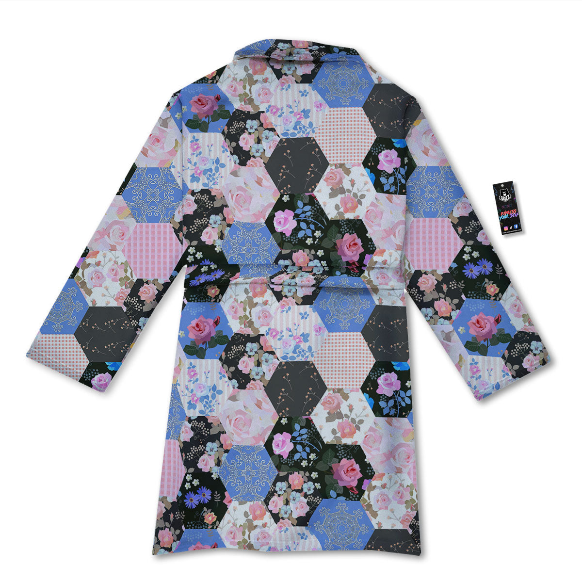 Flower Patchwork Pink Print Pattern Bathrobe-grizzshop