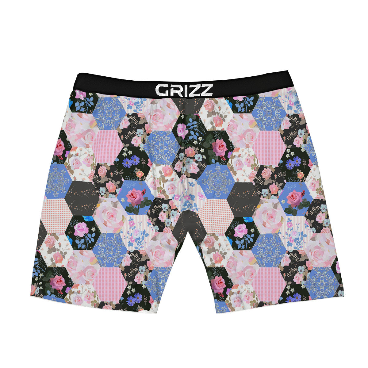 Flower Patchwork Pink Print Pattern Boxer Briefs-grizzshop