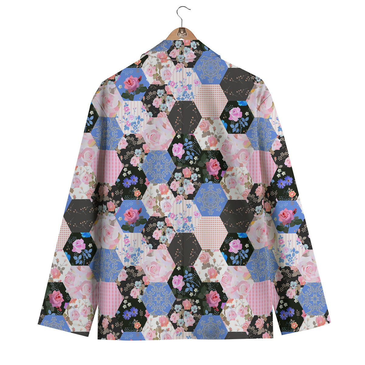 Flower Patchwork Pink Print Pattern Men's Blazer-grizzshop