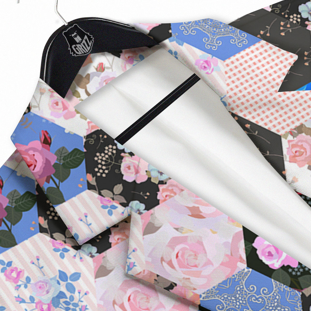 Flower Patchwork Pink Print Pattern Men's Sport Coat-grizzshop