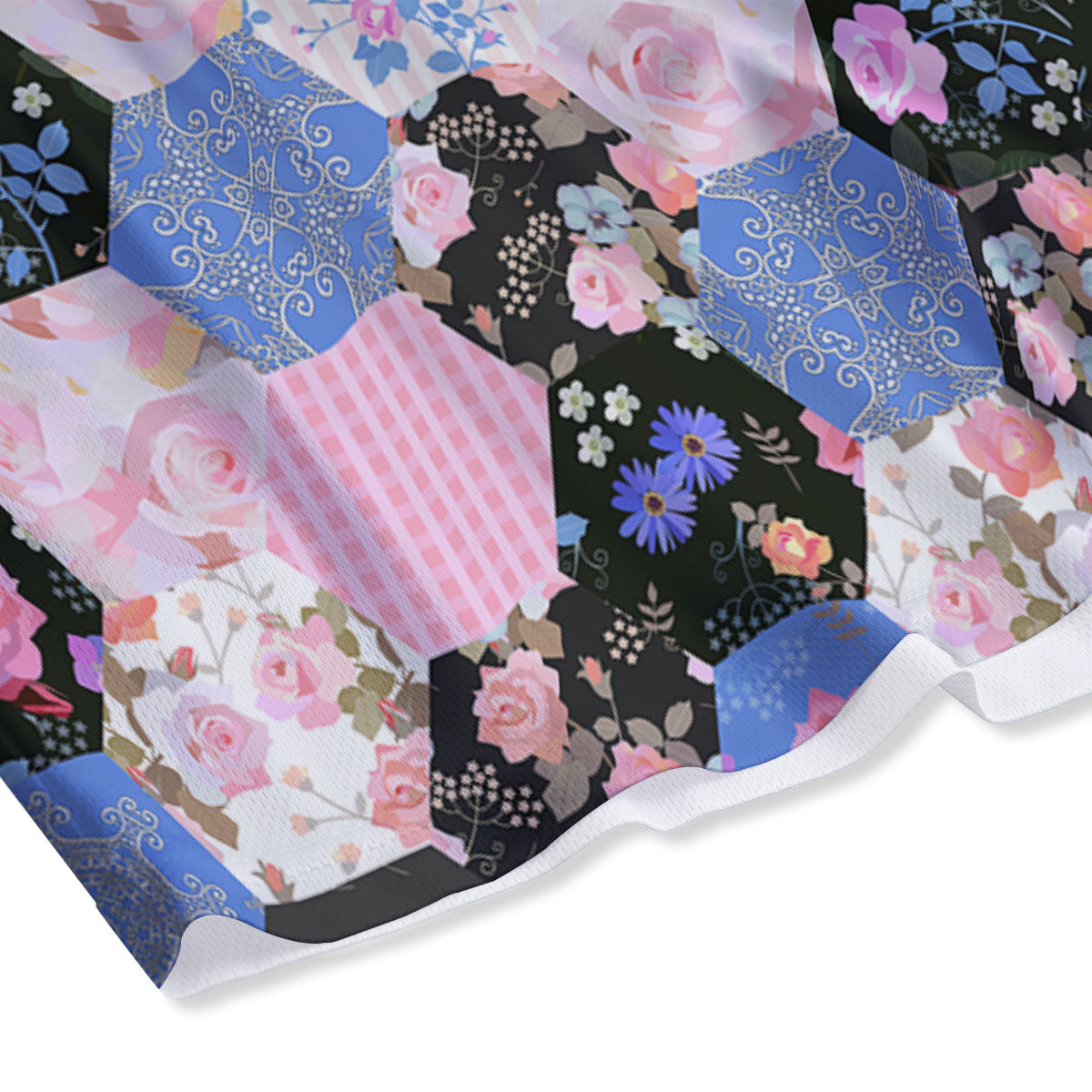 Flower Patchwork Pink Print Pattern Mesh Shorts