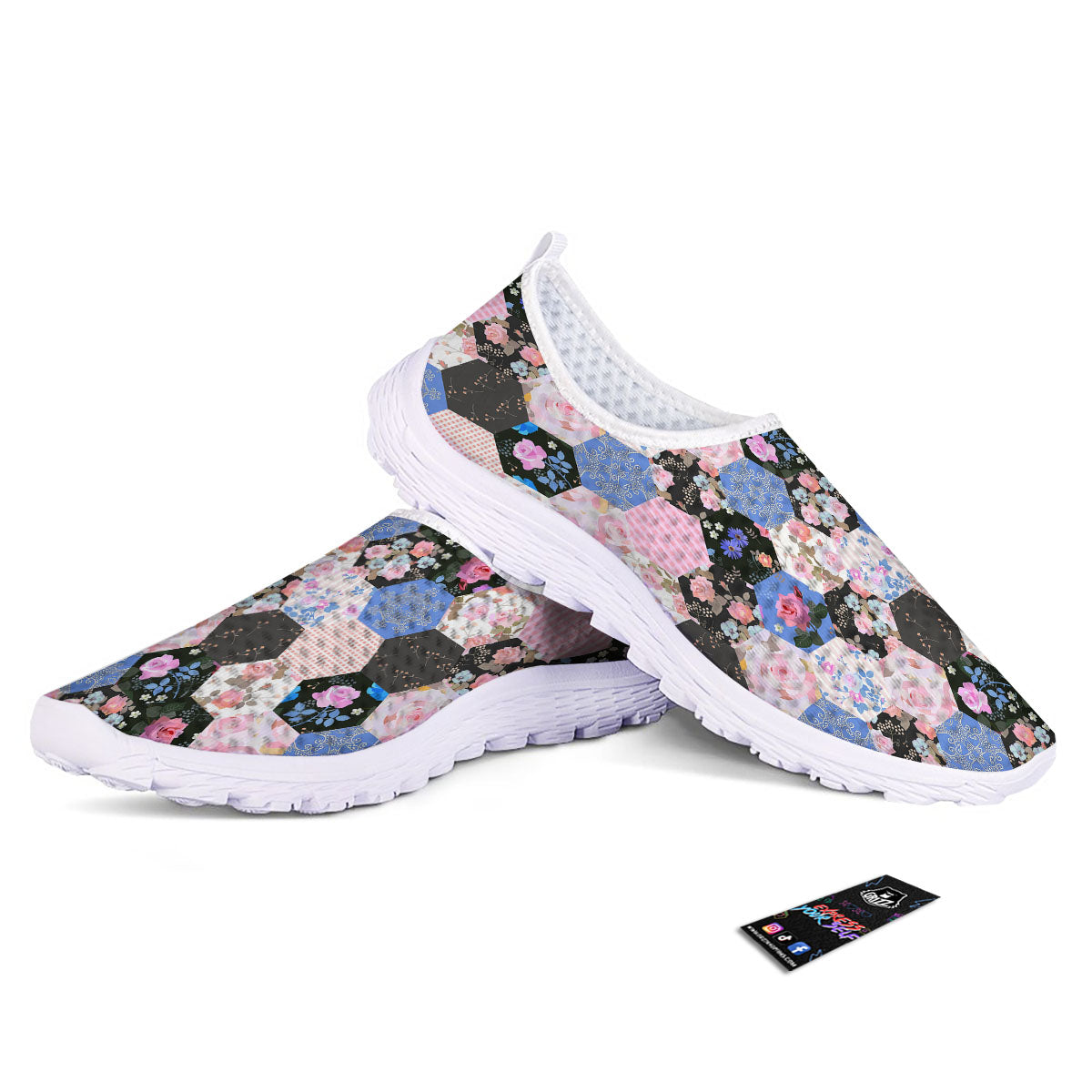 Flower Patchwork Pink Print Pattern Nurse Shoes-grizzshop