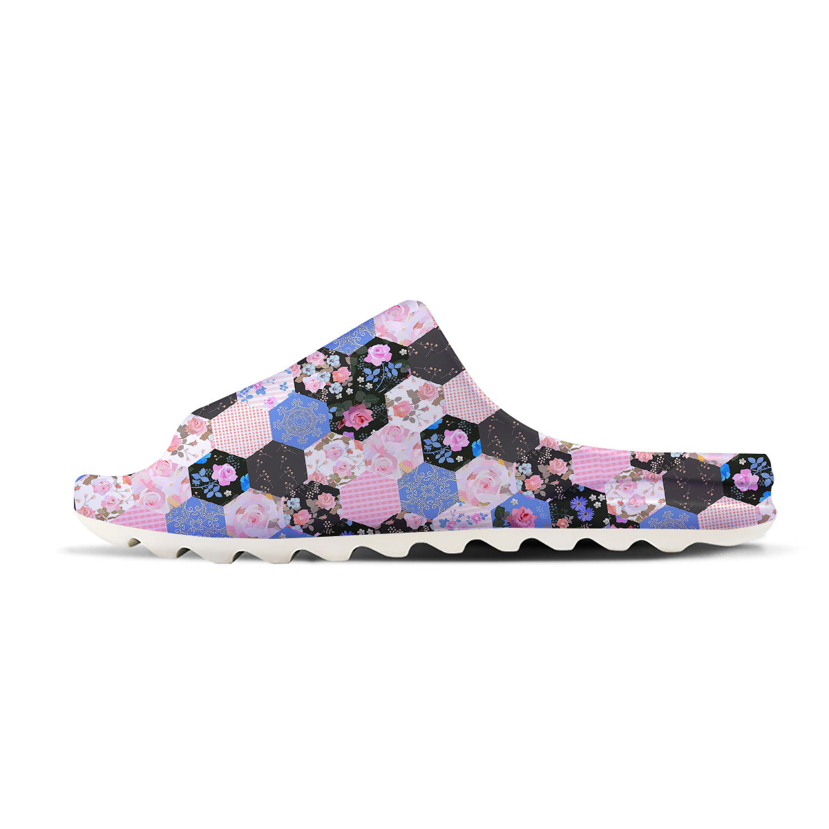 Flower Patchwork Pink Print Pattern Sandals-grizzshop