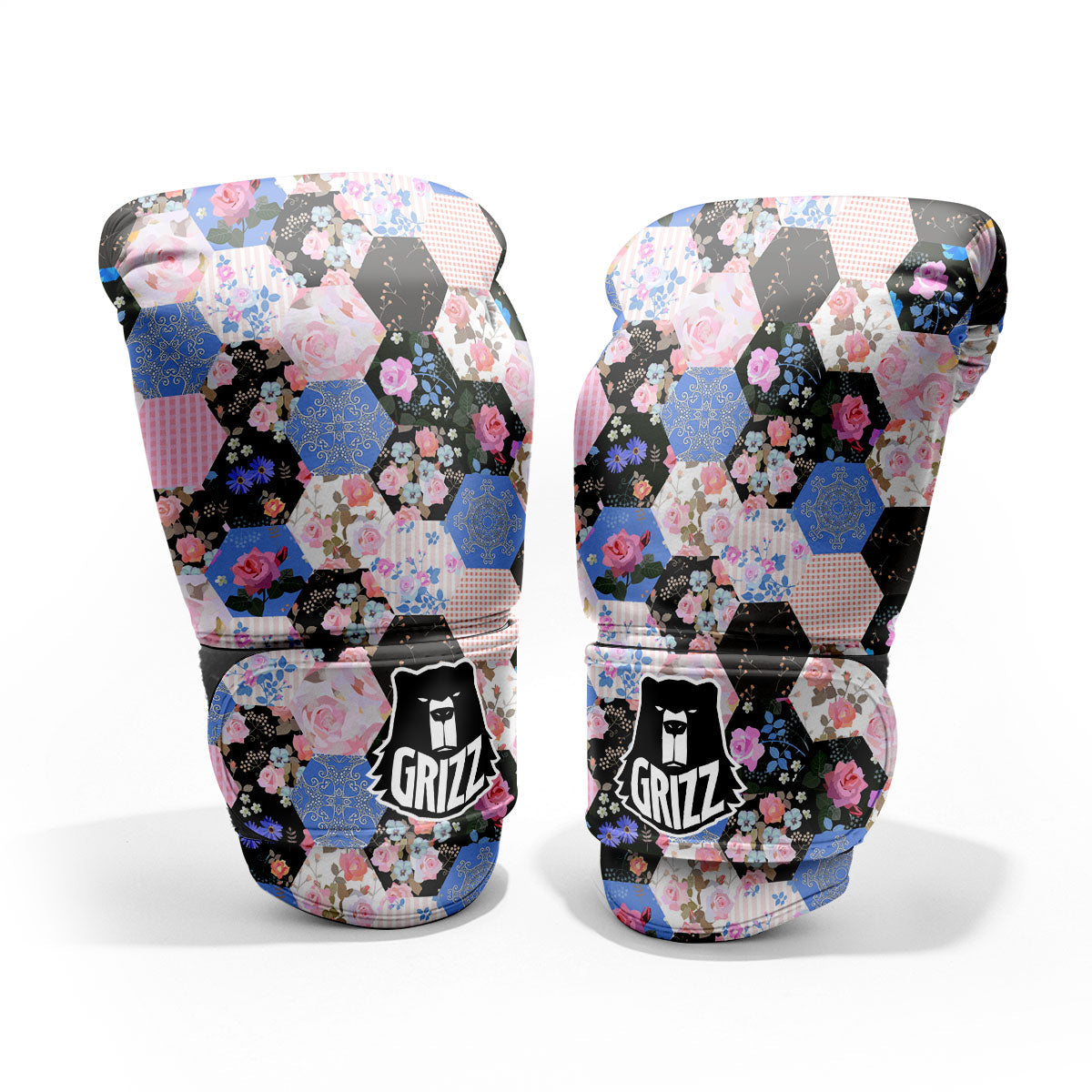 Flower Patchwork Pink Print Pattern Pro Boxing Glove