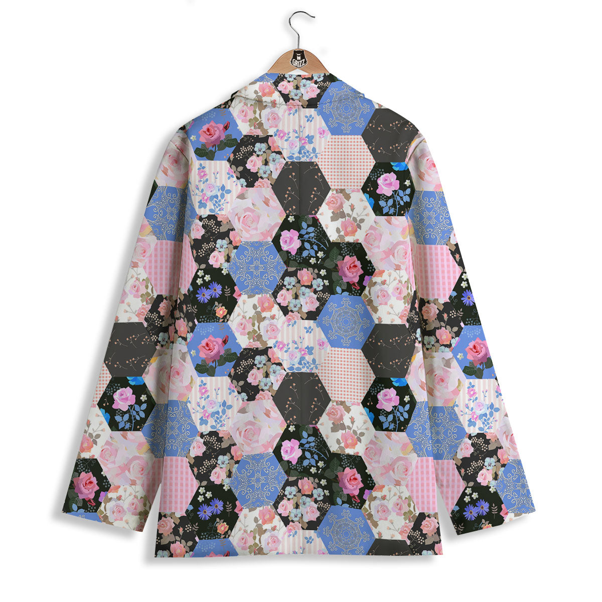 Flower Patchwork Pink Print Pattern Women's Blazer-grizzshop