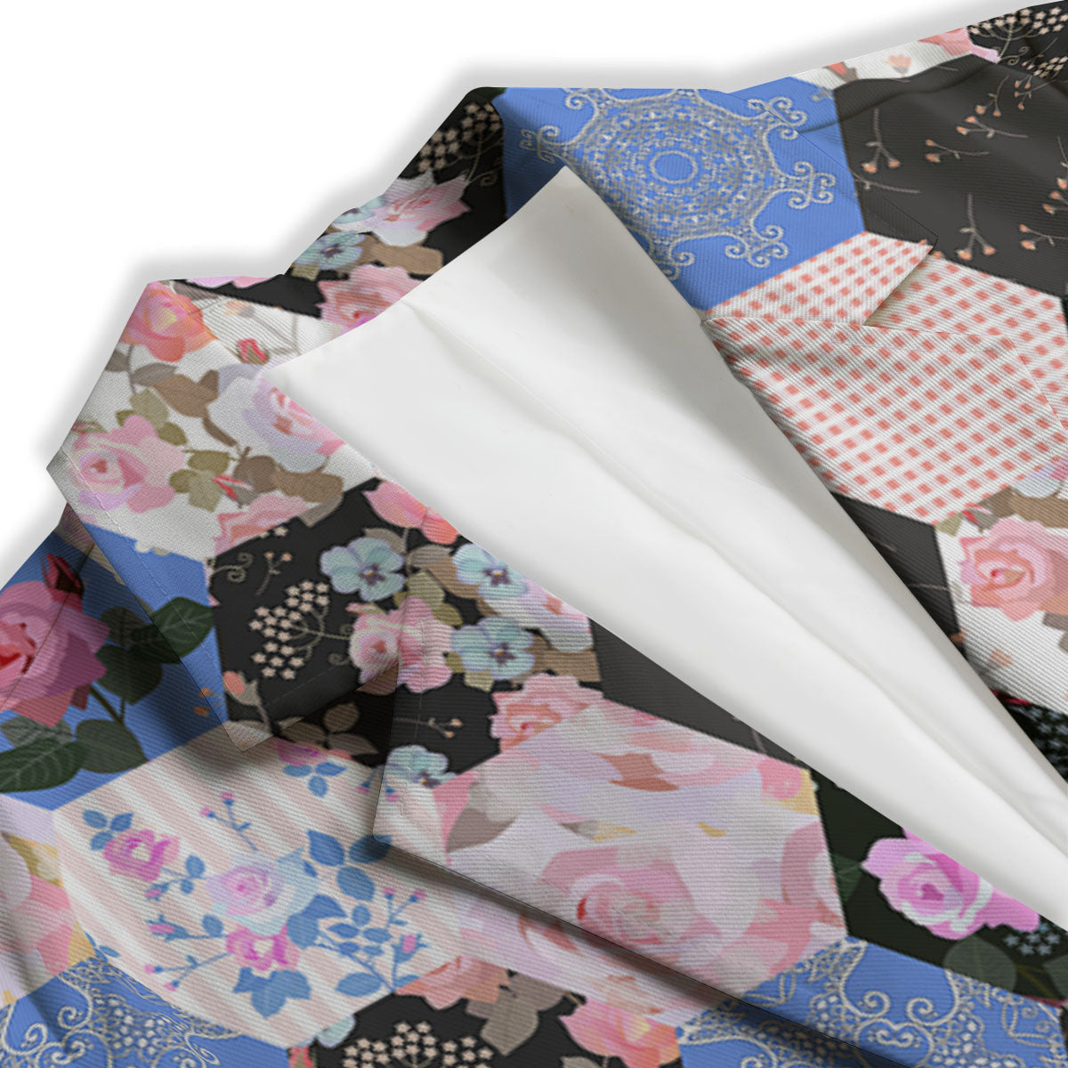 Flower Patchwork Pink Print Pattern Women's Blazer-grizzshop