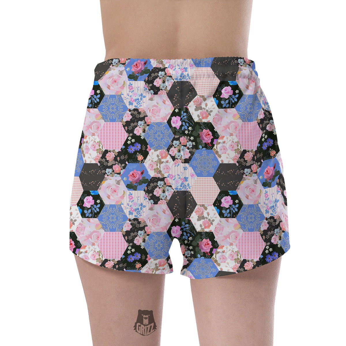 Flower Patchwork Pink Print Pattern Women's Shorts-grizzshop