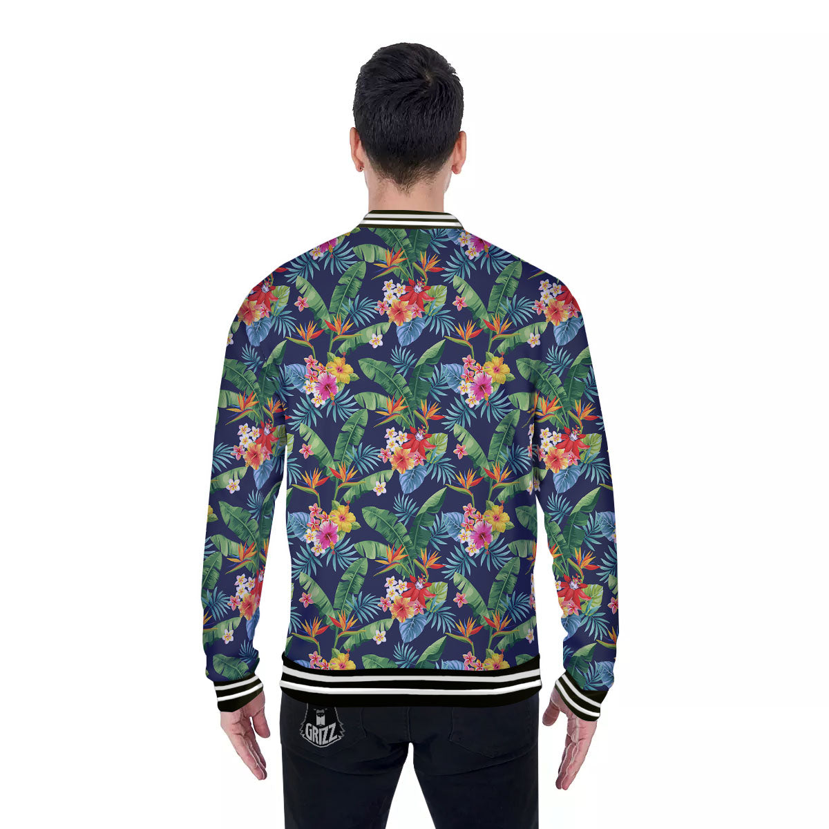 Flower Plumeria Vintage Print Pattern Baseball Jacket-grizzshop