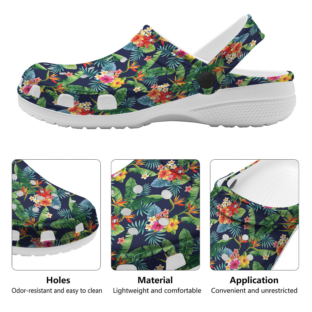 Flower Plumeria Vintage Print Pattern Clog-grizzshop