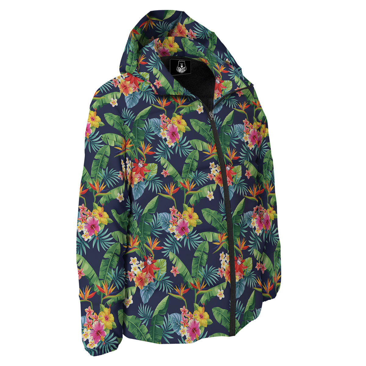 Flower Plumeria Vintage Print Pattern Down Jacket-grizzshop