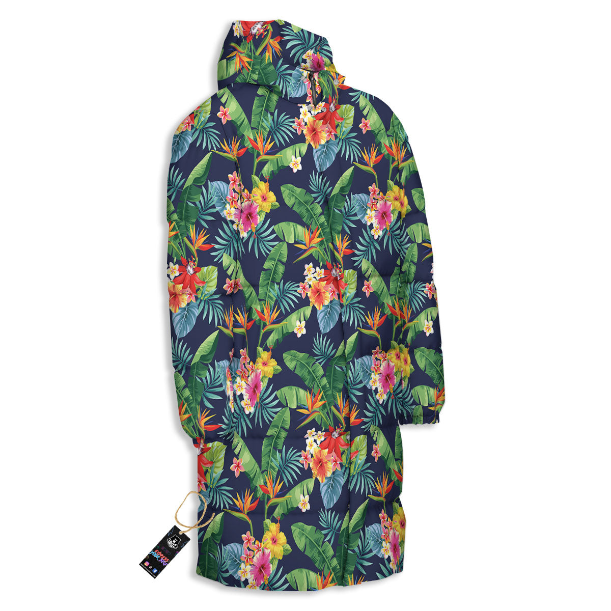 Flower Plumeria Vintage Print Pattern Long Down Jacket-grizzshop