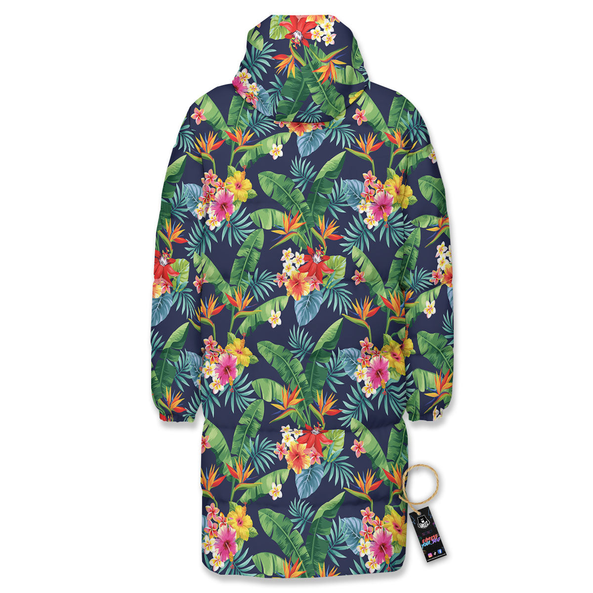 Flower Plumeria Vintage Print Pattern Long Down Jacket-grizzshop