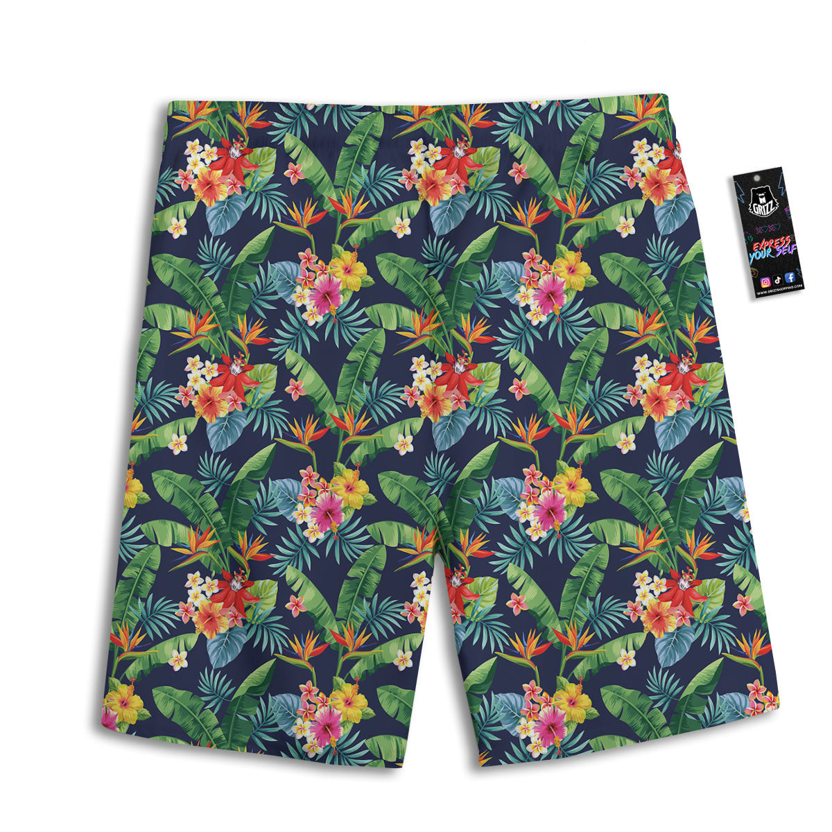 Flower Plumeria Vintage Print Pattern Men's Athletic Shorts